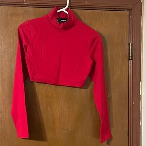 Express Vibrant Red Long Sleeve Crop Top